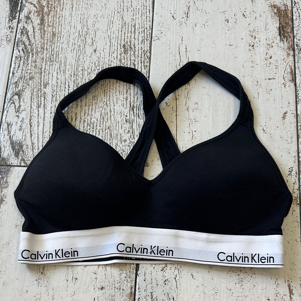 Calvin Klein Black Bralette with White Logo Band